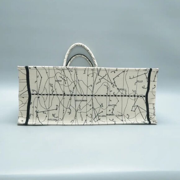 100% Authentic DIOR Book Tote Beige&Black Cloth Shoulder Bag 2152-113024 - Picture 6 of 12